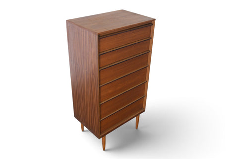 Vintage Austinsuite narrow teak and rosewood highboy dresser, 1960s, view 5