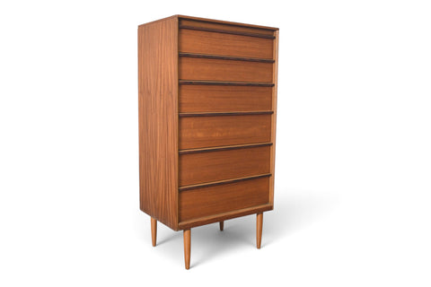 Vintage Austinsuite narrow teak and rosewood highboy dresser, 1960s, view 6