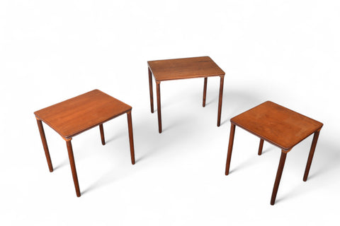 SET OF E.W. BACH DANISH MODERN NESTING TABLES IN TEAK