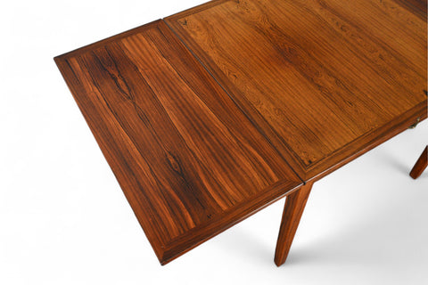 Solid teak small pedestal table with clean lines and smooth finish.
