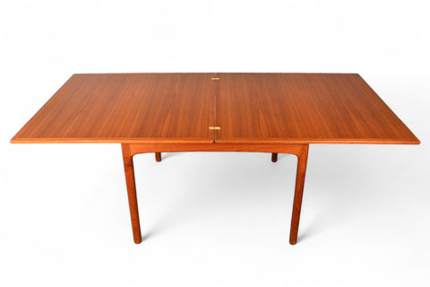 Extended view showcasing the smooth teak surface and hinged top structure