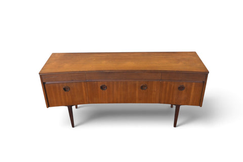 Vintage Elliotts of Newbury bow front mahogany and rosewood dresser, 1960s, view 2