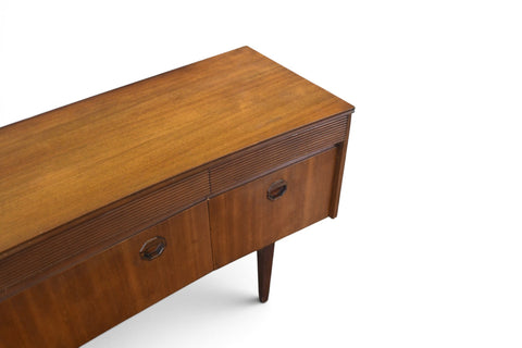 Vintage Elliotts of Newbury bow front mahogany and rosewood dresser, 1960s, view 3