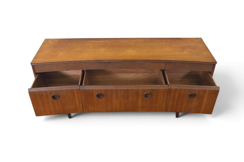 Vintage Elliotts of Newbury bow front mahogany and rosewood dresser, 1960s, view 7