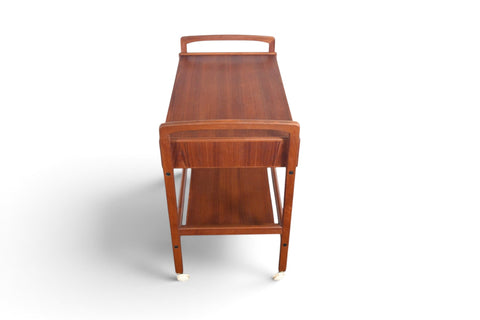DANISH MODERN TWO DRAWER BAR CART IN TEAK