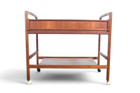 DANISH MODERN TWO DRAWER BAR CART IN TEAK