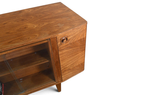 MID CENTURY BOOKCASE WITH ROTATING HIDDEN BAR
