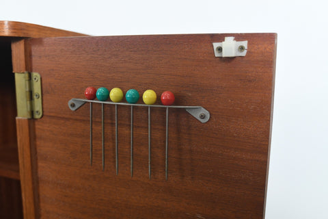 MID CENTURY BOOKCASE WITH ROTATING HIDDEN BAR