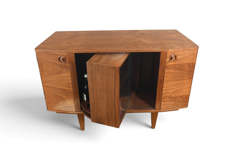 MID CENTURY BOOKCASE WITH ROTATING HIDDEN BAR