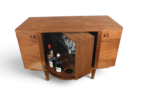 MID CENTURY BOOKCASE WITH ROTATING HIDDEN BAR