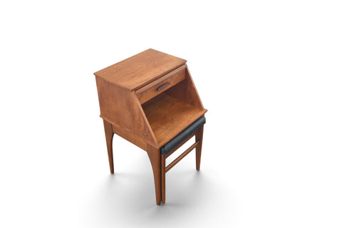 Vintage Chippy teak telephone bench with pullout seat, England, 1960s, view 2