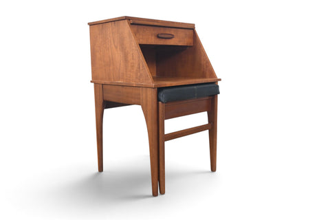 Vintage Chippy teak telephone bench with pullout seat, England, 1960s, view 4