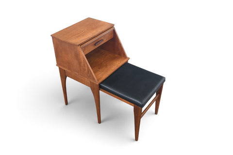 Vintage Chippy teak telephone bench with pullout seat, England, 1960s, view 5