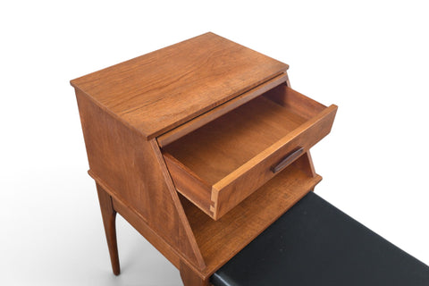 Vintage Chippy teak telephone bench with pullout seat, England, 1960s, view 6