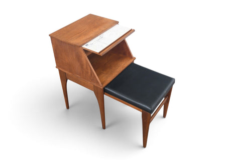 Vintage Chippy teak telephone bench with pullout seat, England, 1960s, view 1