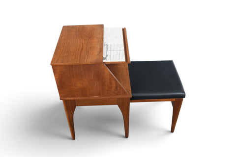 Vintage Chippy teak telephone bench with pullout seat, England, 1960s, view 8