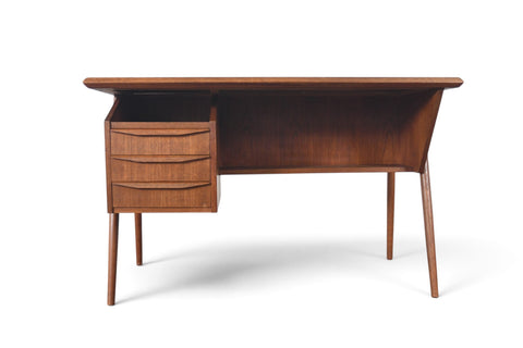 Vintage atomic Danish modern teak desk by Tibergaard, 1960s, view 1