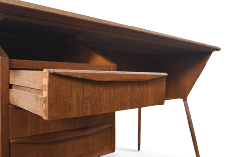 Vintage atomic Danish modern teak desk by Tibergaard, 1960s, view 7