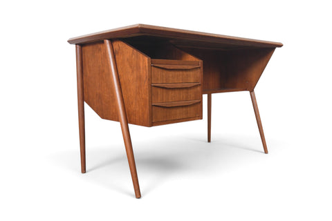 Vintage atomic Danish modern teak desk by Tibergaard, 1960s, view 2