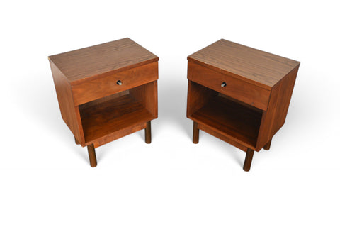 PAIR OF SINGLE DRAWER NIGHTSTANDS IN WALNUT BY STANLEY #1