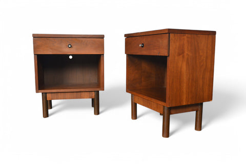 PAIR OF SINGLE DRAWER NIGHTSTANDS IN WALNUT BY STANLEY #1