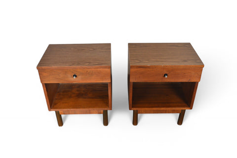 PAIR OF SINGLE DRAWER NIGHTSTANDS IN WALNUT BY STANLEY #1