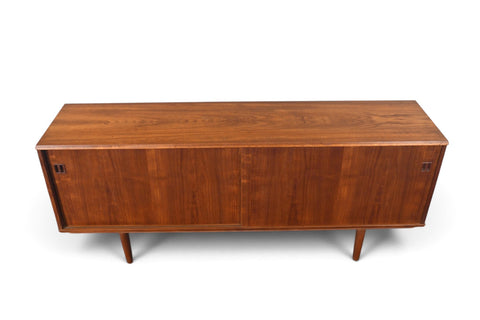 Vintage Danish modern square pull teak credenza, 1960s, view 2