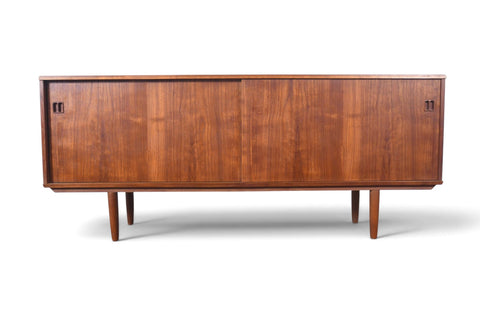 Vintage Danish modern square pull teak credenza, 1960s, view 1