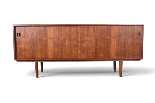 DANISH MODERN SQUARE PULL CREDENZA IN TEAK