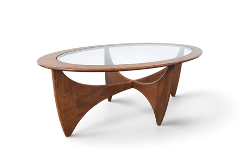 Vintage G Plan Astro oval afromosia and glass coffee table, 1966, view 3