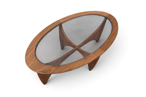 Vintage G Plan Astro oval afromosia and glass coffee table, 1966, view 5