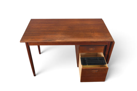 Vintage Swedish teak drop leaf desk with movable case, 1960s, view 6