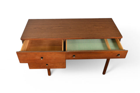 MID CENTURY WALNUT WRITING DESK IN WALNUT BY STANLEY #1
Drawers Open