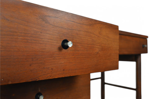 MID CENTURY WALNUT WRITING DESK IN WALNUT BY STANLEY #1
Open Drawer close up