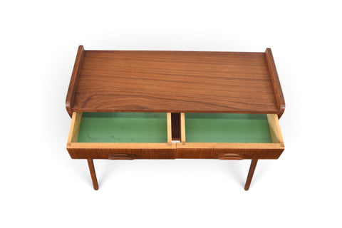 Vintage Danish teak atomic V legged two drawer entry chest, 1960s, view 3