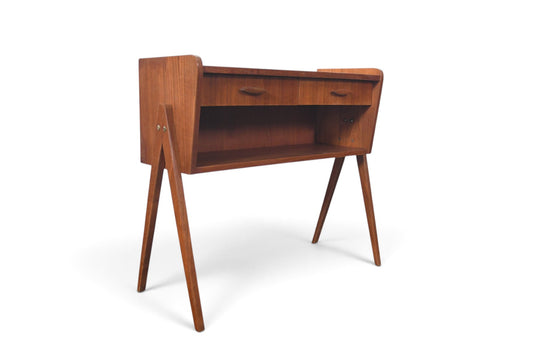 ATOMIC V - LEGGED TWO DRAWER ENTRY CHEST IN TEAK