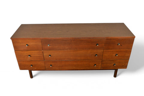 MID CENTURY LOW NINE DRAWER IN WALNUT BY STANLEY #1 Top view