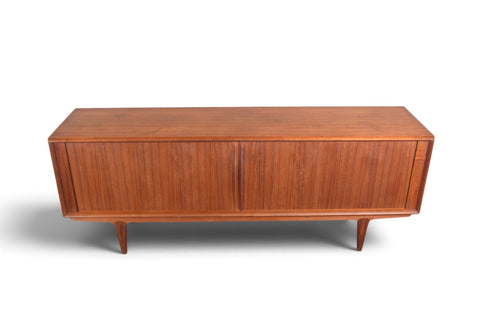 Vintage Bernhard Pedersen teak tambour door credenza, 1960s, view 2