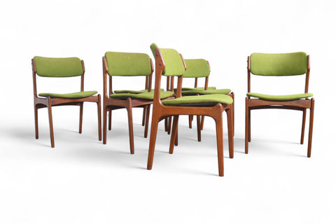 1960s Erik Buch Model 49 teak chairs with sculpted floating seats (set of seven)