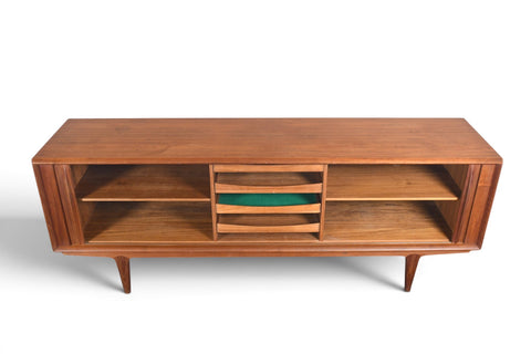 Vintage Bernhard Pedersen teak tambour door credenza, 1960s, view 4