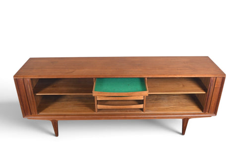 Vintage Bernhard Pedersen teak tambour door credenza, 1960s, view 5