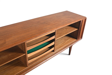 Vintage Bernhard Pedersen teak tambour door credenza, 1960s, view 6