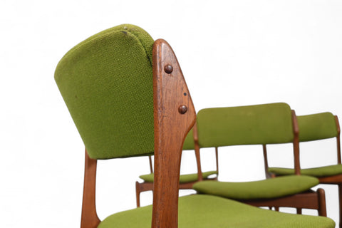 Classic 1960s Danish wooden dining chairs in teak, set of seven by Erik Buch