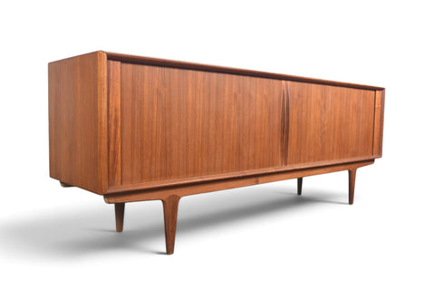 Vintage Bernhard Pedersen teak tambour door credenza, 1960s, view 9