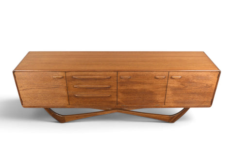 Vintage Beithcraft X-base teak credenza by Val Rossi, Scotland, 1960s, view 2