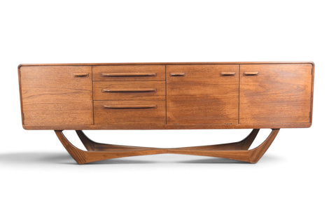 Vintage Beithcraft X-base teak credenza by Val Rossi, Scotland, 1960s, view 1