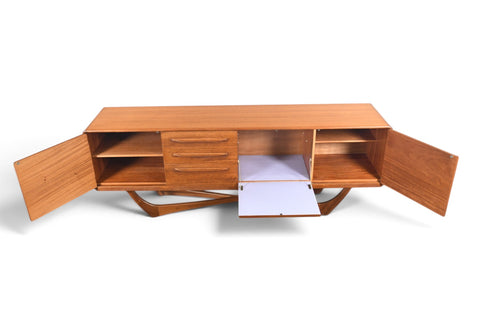 Vintage Beithcraft X-base teak credenza by Val Rossi, Scotland, 1960s, view 3
