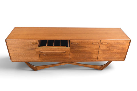 Vintage Beithcraft X-base teak credenza by Val Rossi, Scotland, 1960s, view 6