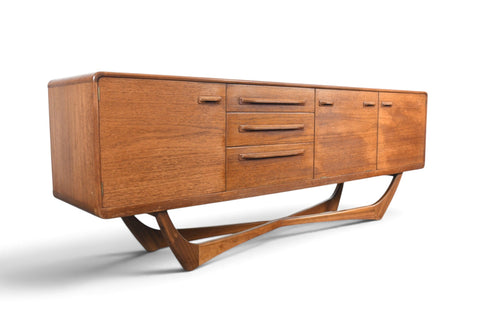 Vintage Beithcraft X-base teak credenza by Val Rossi, Scotland, 1960s, view 9