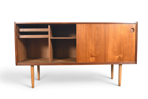 Vintage Arne Hovmand Olsen teak credenza with finished back, 1960s, view 5